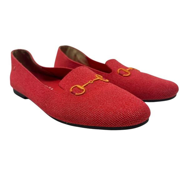 Vivaia Eillen Round-Toe Embroidered Flat Loafers in Ferrari Red Size 38 US 7 7.5 - Picture 2 of 12